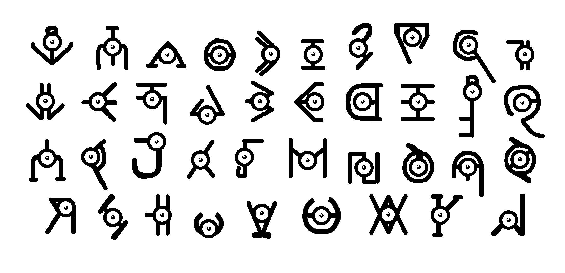 Unown alphabet, Pokemon pictures, Alphabet