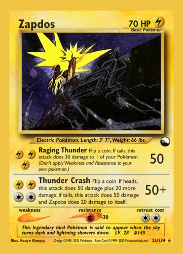 Zapdos LV. 28 (☆) - 22/134 - Source: Vending Series 2