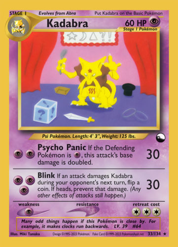 Kadabra LV. 39 (★) - 33/134 - Source: Vending Series 3