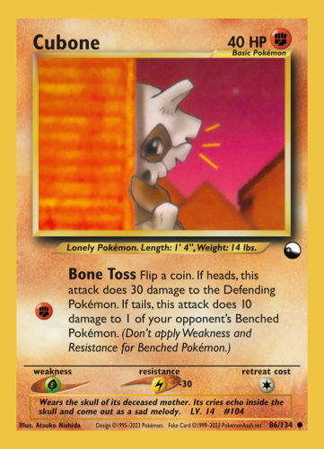 Cubone LV. 14 (●) - 86/134 - Source: Vending Series 3